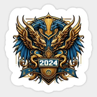 Wooden Gold Blue Dragon 2024 No.2 Sticker